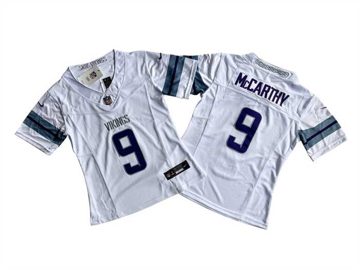 Womens Minnesota Vikings #9 J.J. McCarthy White 2024 F.U.S.E. Winter Warrior Limited Jersey(Run Small)